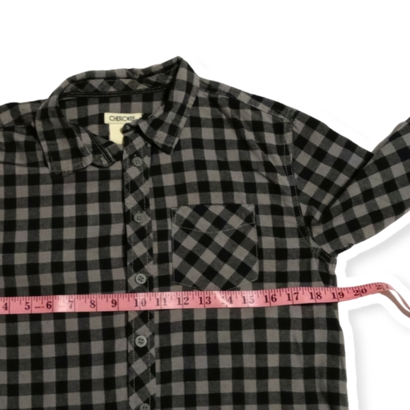 Cherokee Boys Plaid Button-Down Shirt. Size L/G 12-14. Black and Gray - Picture 8 of 12